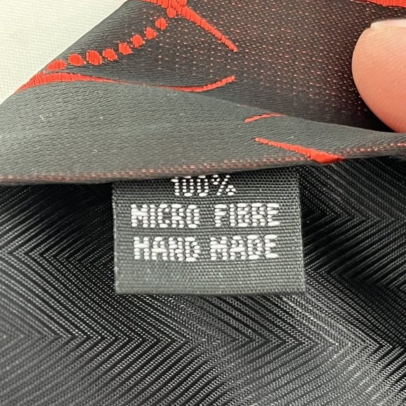 Ferrecci Red Black Abstract Shiny Sci-Fi Style Microfiber Tie - Picture 7 of 8